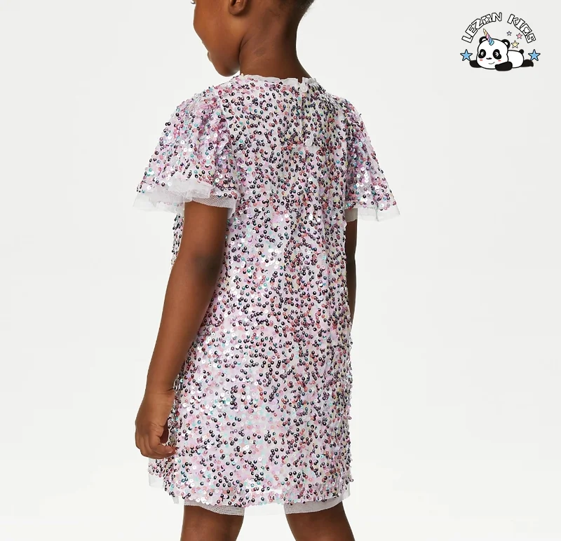 LEZONKIDS - Customizable Big Coupons Sequin Princess Dress Girls Party Events Elegant Kids Frock Girls Dress